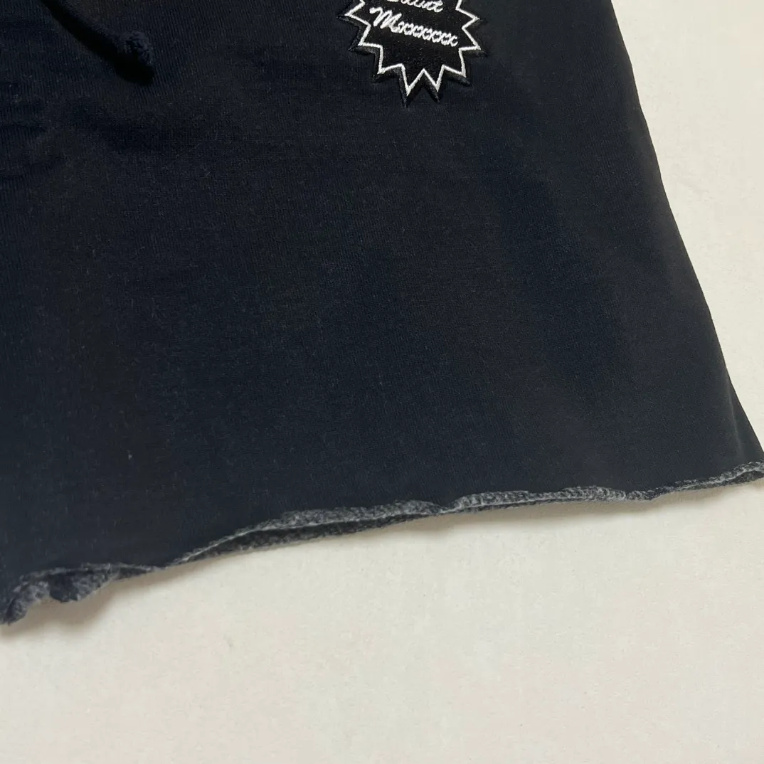 SAINT Mxxxxxx 'SAINT' SWEAT SHORTS/GRY/BLK embroidered SAINT LOGO basic shorts, distressed gray/washed black S-XL, four needles and six threads throughout, produced by a major domestic factory, imported Tajima machine embroidery, washed and distressed, original version